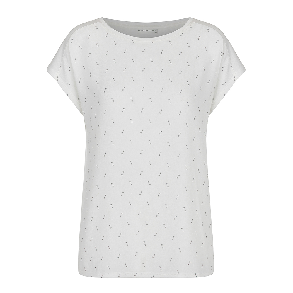 BASKILI KISA KOLLU T-SHIRT