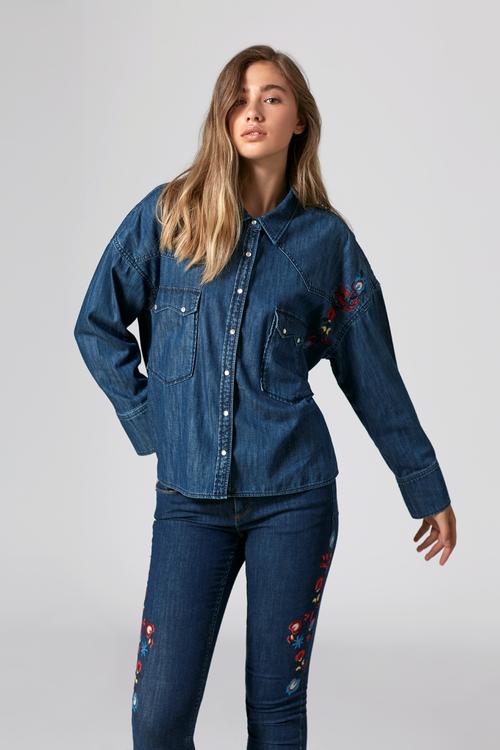  NAKIŞLI JEAN GÖMLEK