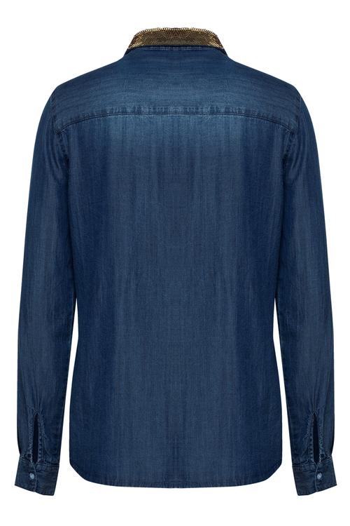  İŞLEMELİ JEAN GÖMLEK