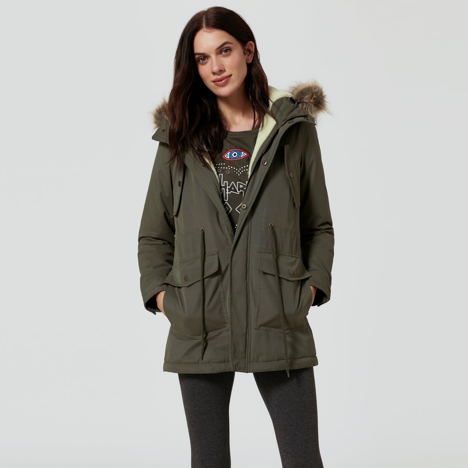 KÜRK DETAYLI KAPÜŞONLU PARKA