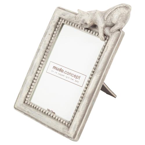  KEDİLİ FOTOĞRAF ÇERÇEVESİ - BEJ 10X15CM