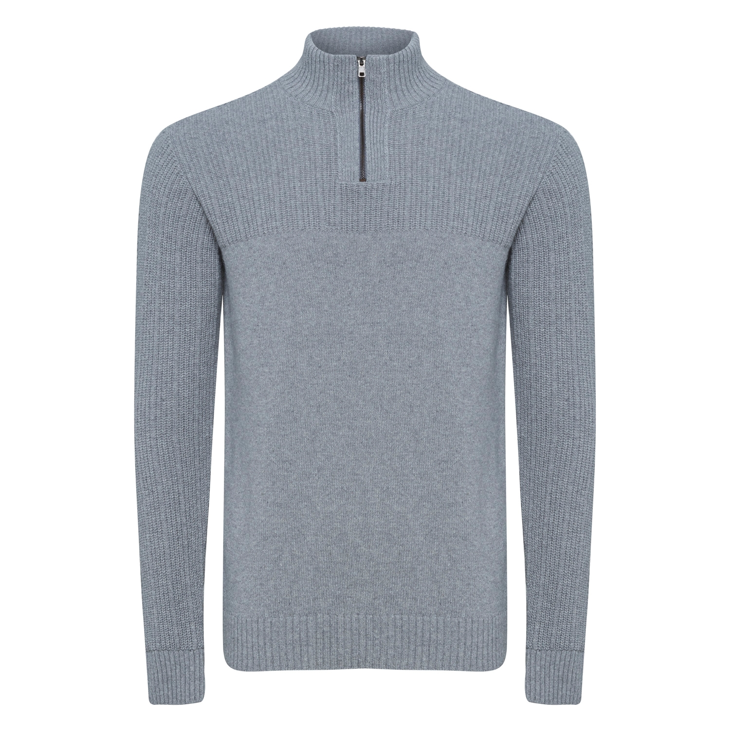 DİK YAKA FERMUAR DETAYLI KAZAK