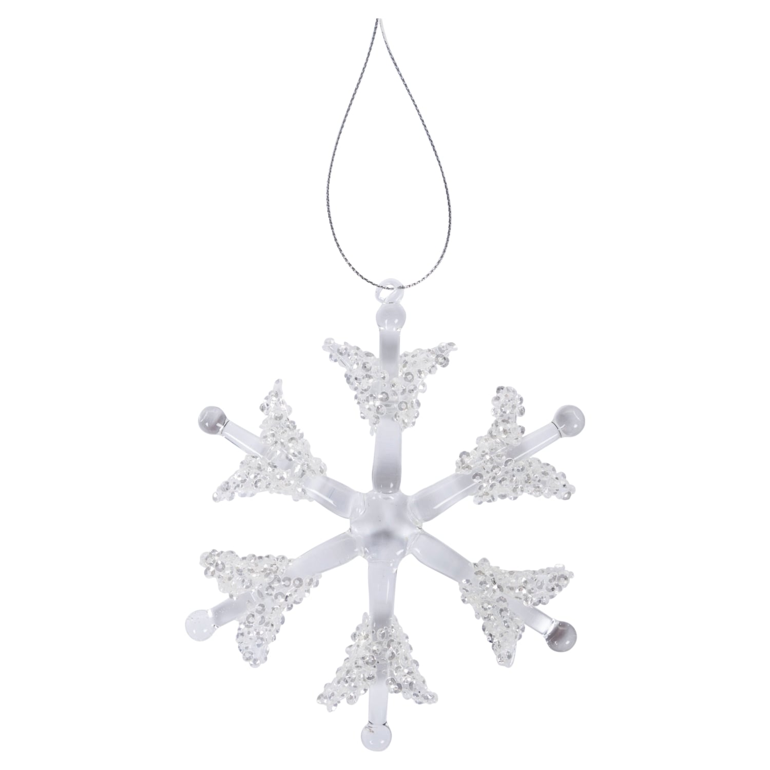 KAR TANESİ CAM YILBAŞI AĞAÇ SÜSÜ 12CM