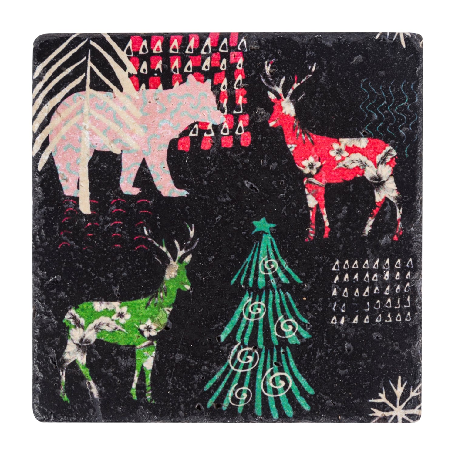 GEYİKLİ TAŞ BARDAK ALTLIĞI - 10 & 10 CM