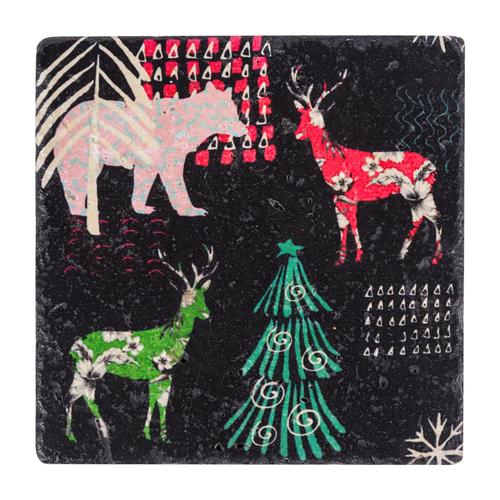  GEYİKLİ TAŞ BARDAK ALTLIĞI - 10 & 10 CM