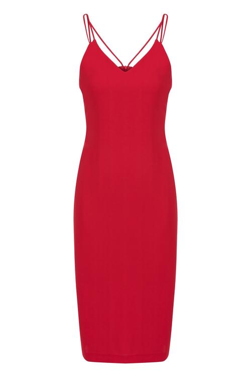  İP ASKILI MİDİ ELBİSE