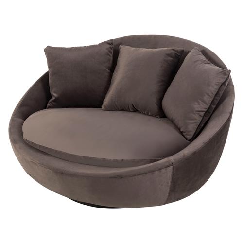  LOVELY KOYU GRİ KADİFE DÖNER KOLTUK