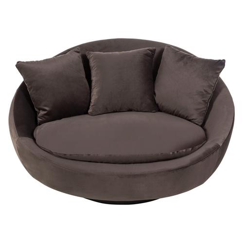  LOVELY KOYU GRİ KADİFE DÖNER KOLTUK