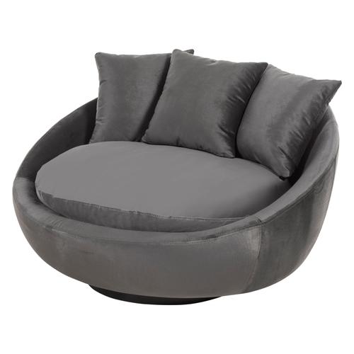  LOVELY SİYAH KADİFE DÖNER KOLTUK