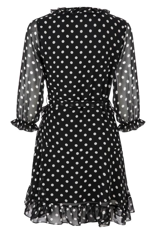  FIRFIR DETAYLI PUANTİYELİ MİNİ ELBİSE