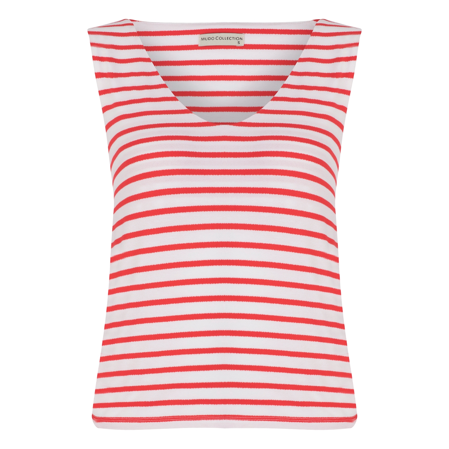 V YAKA ÇİZGİLİ KOLSUZ T-SHIRT