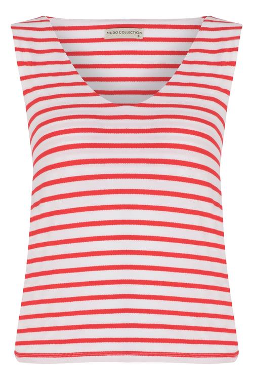  V YAKA ÇİZGİLİ KOLSUZ T-SHIRT