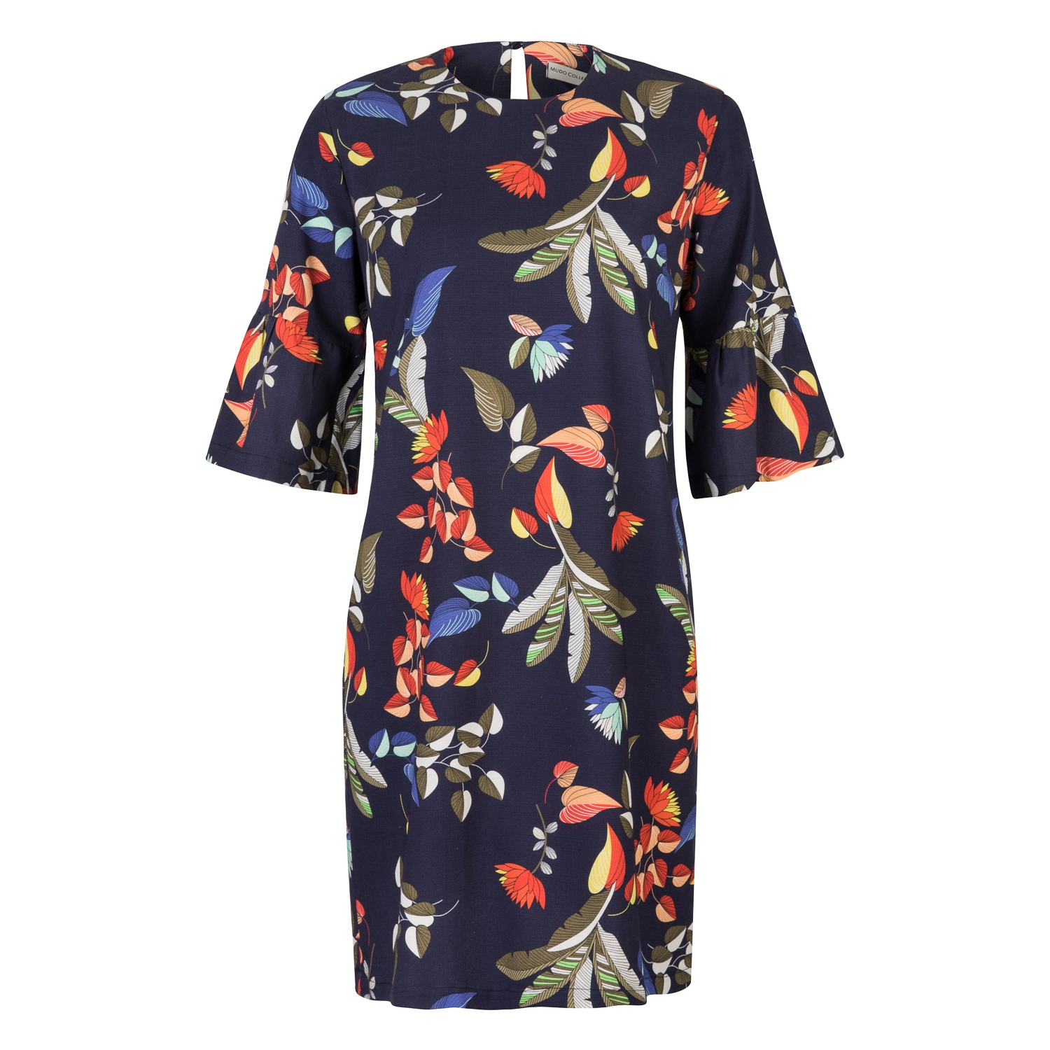 ÇİÇEK DESENLİ KOLLARI VOLANLI ELBİSE