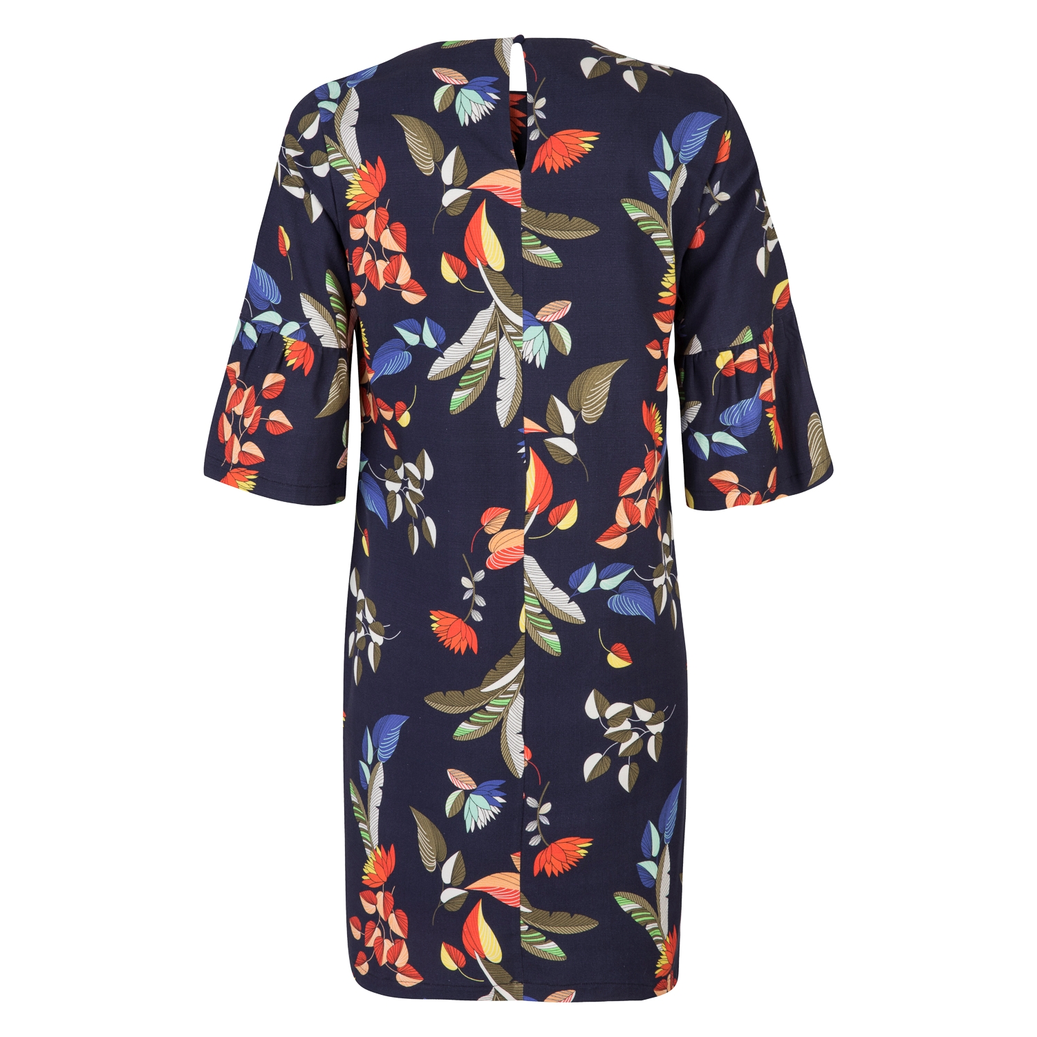 ÇİÇEK DESENLİ KOLLARI VOLANLI ELBİSE