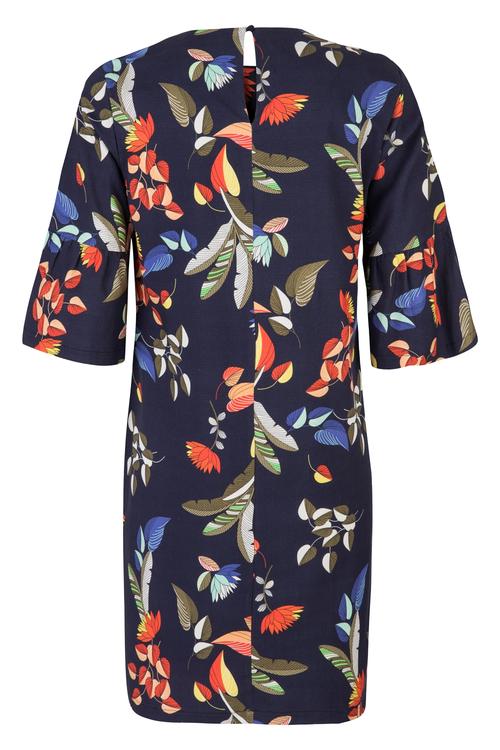  ÇİÇEK DESENLİ KOLLARI VOLANLI ELBİSE