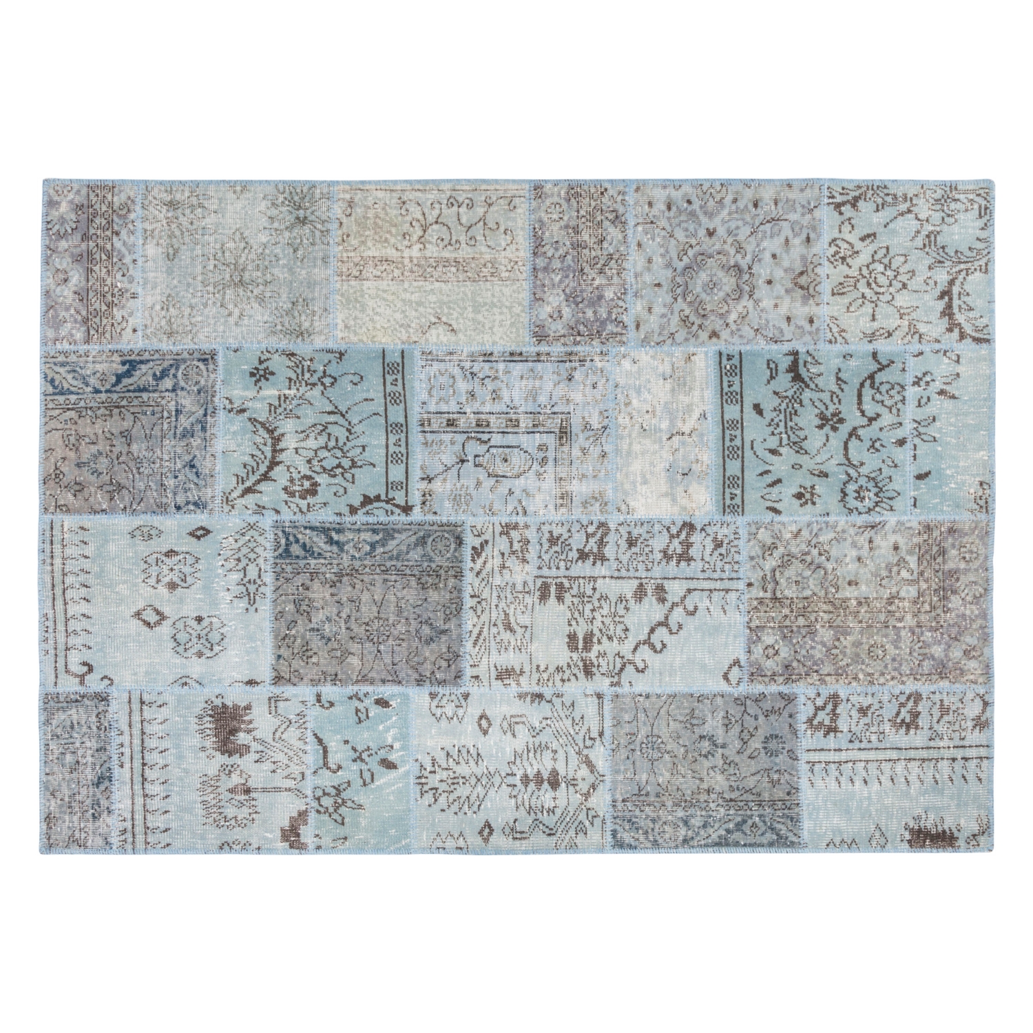 LİMA EL DİKİŞİ PATCHWORK HALI MAVİ 170X240 CM