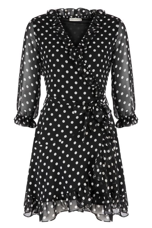  FIRFIR DETAYLI PUANTİYELİ MİNİ ELBİSE