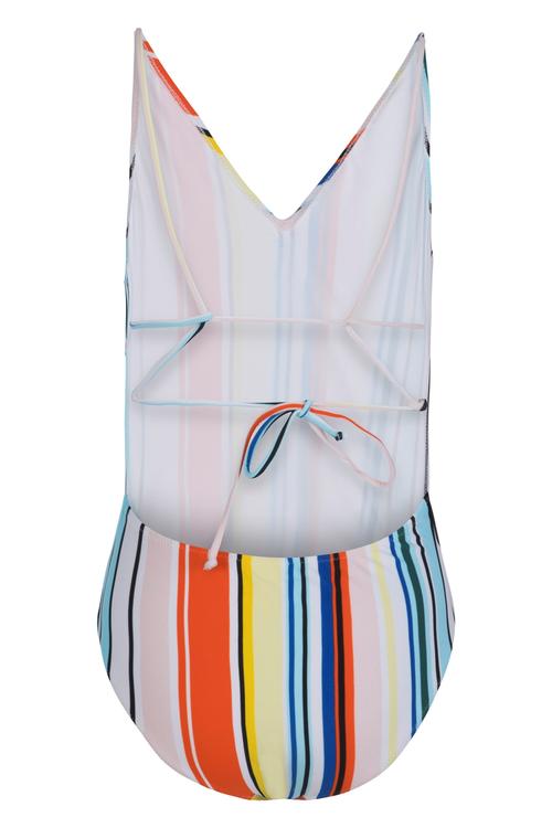  ÇİZGİLİ İP DETAYLI MAYO