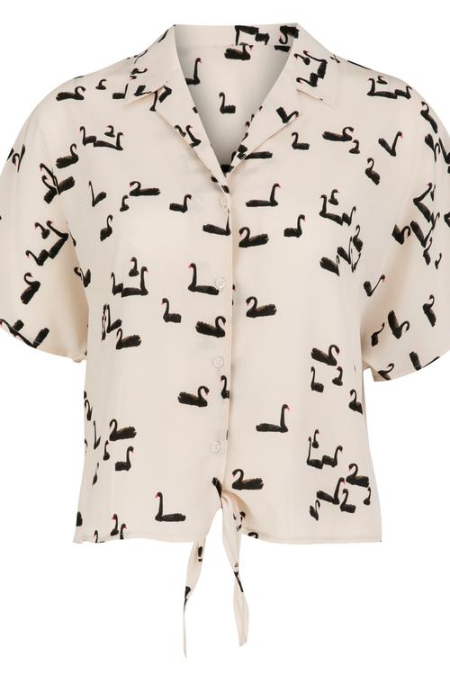  KUĞU DESENLİ CASUAL BLUZ