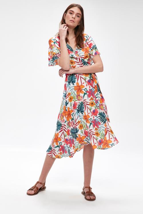  ÇİÇEK DESENLİ ANVELOP ELBİSE