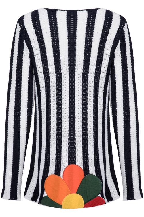  ÇİZGİLİ ÇİÇEKLİ HIRKA