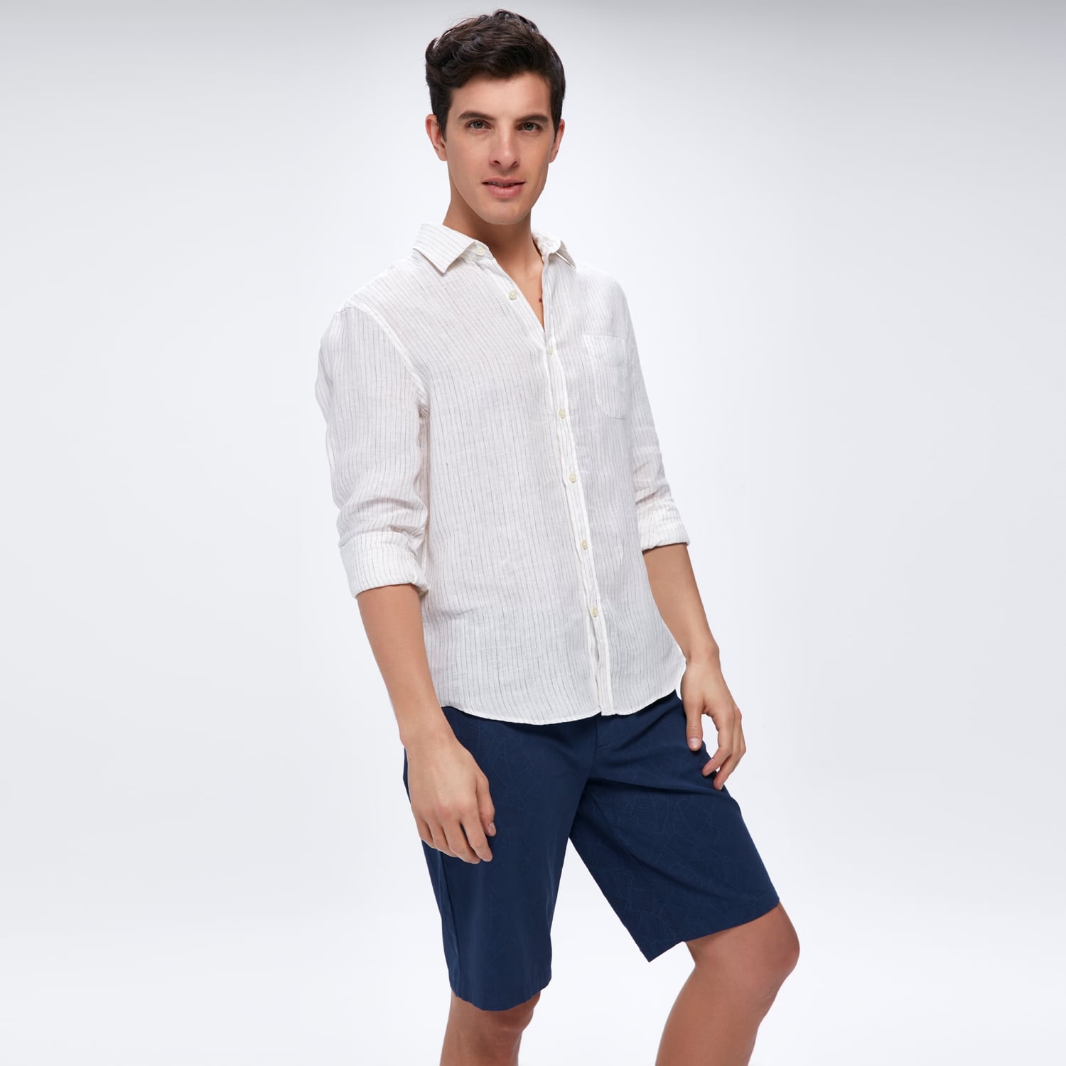 ÇİZGİLİ KETEN GÖMLEK