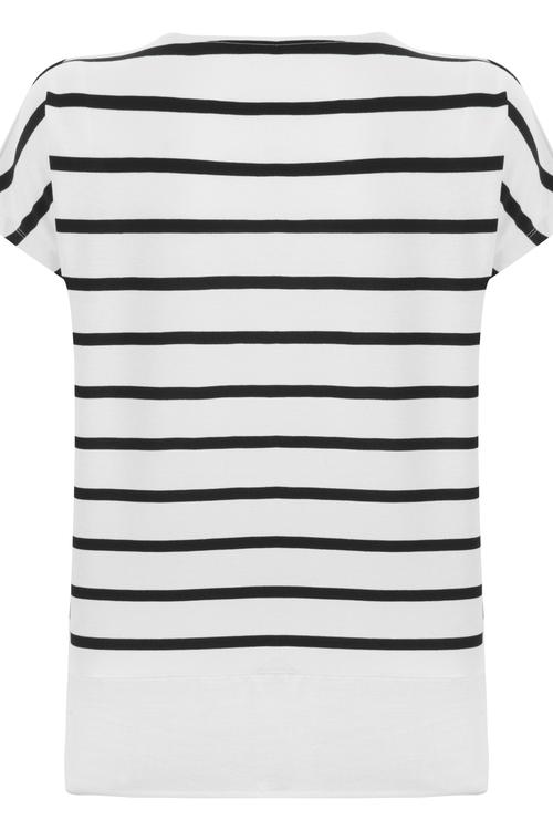  BAĞLAMA YAKALI ÇİZGİLİ KISA KOL T-SHİRT