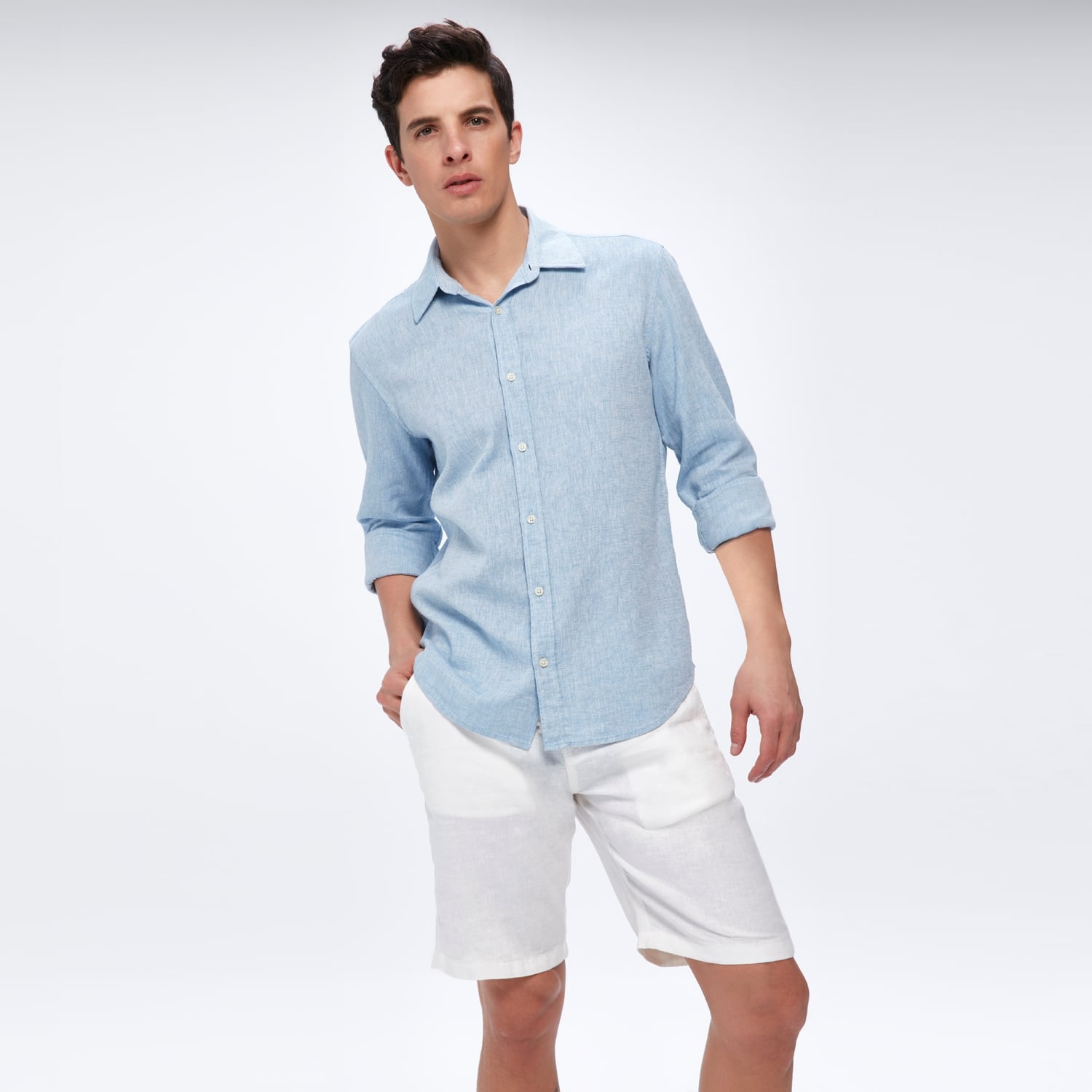 UZUN KOLLU KETEN GÖMLEK