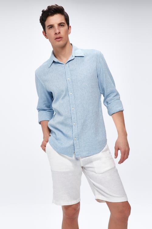  UZUN KOLLU KETEN GÖMLEK