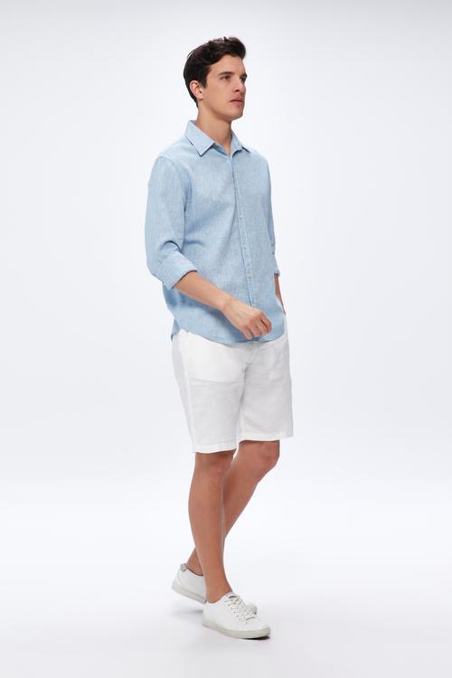  UZUN KOLLU KETEN GÖMLEK