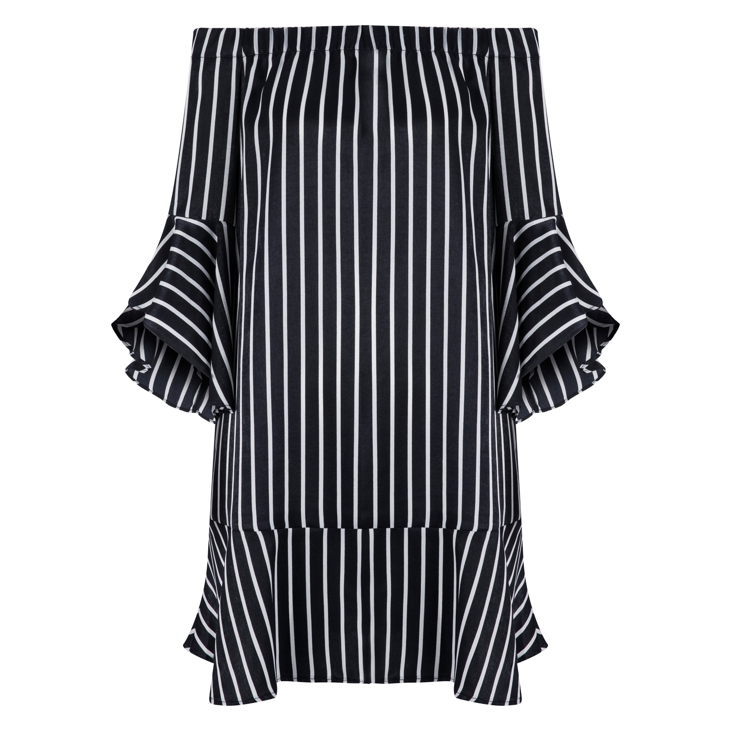 ÇİZGİLİ STRAPLEZ ELBİSE