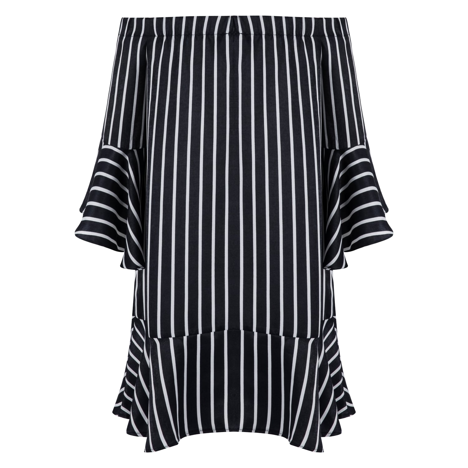 ÇİZGİLİ STRAPLEZ ELBİSE