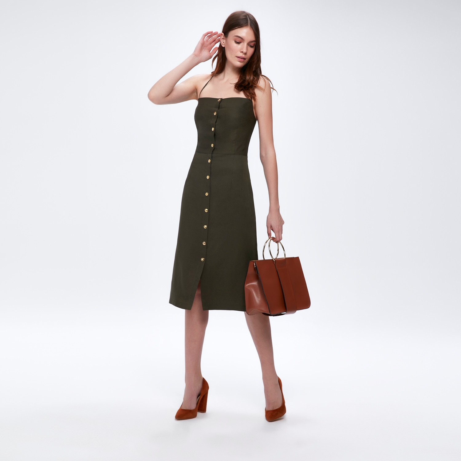 BOYUNDAN BAĞLAMALI ELBİSE