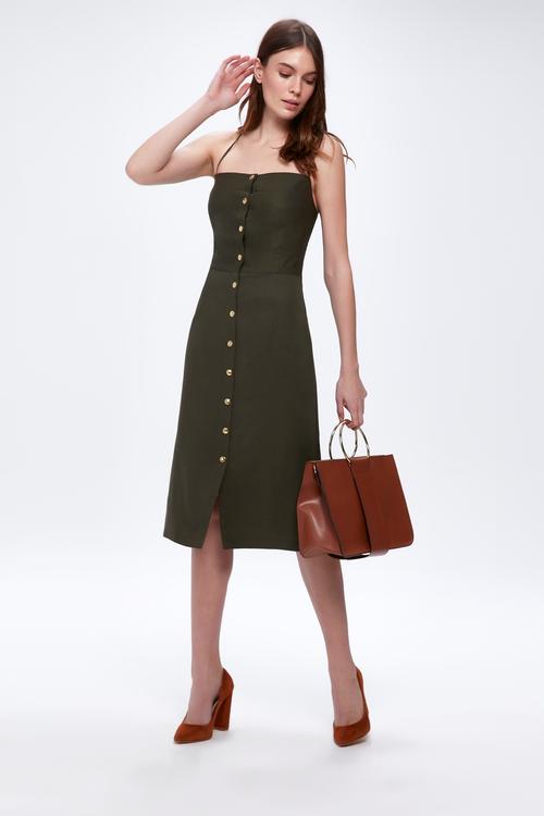  BOYUNDAN BAĞLAMALI ELBİSE