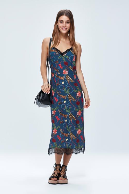  İP ASKILI V YAKA ELBİSE