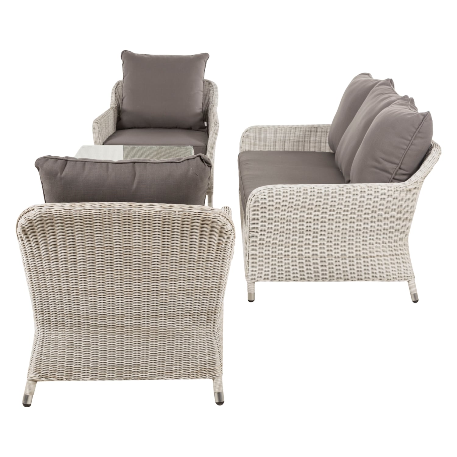 VIVA RATTAN OTURMA SETİ BEYAZ-GRI