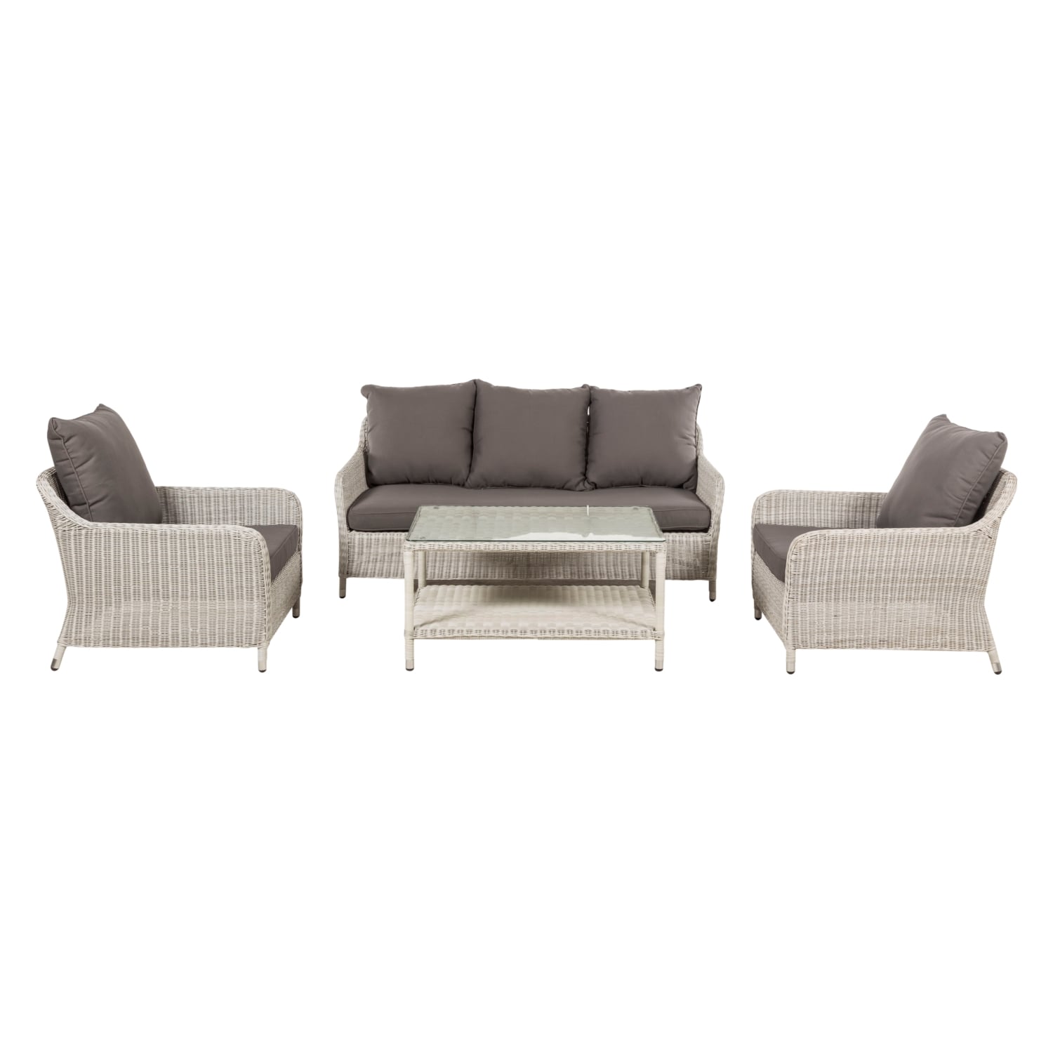 VIVA RATTAN OTURMA SETİ BEYAZ-GRI