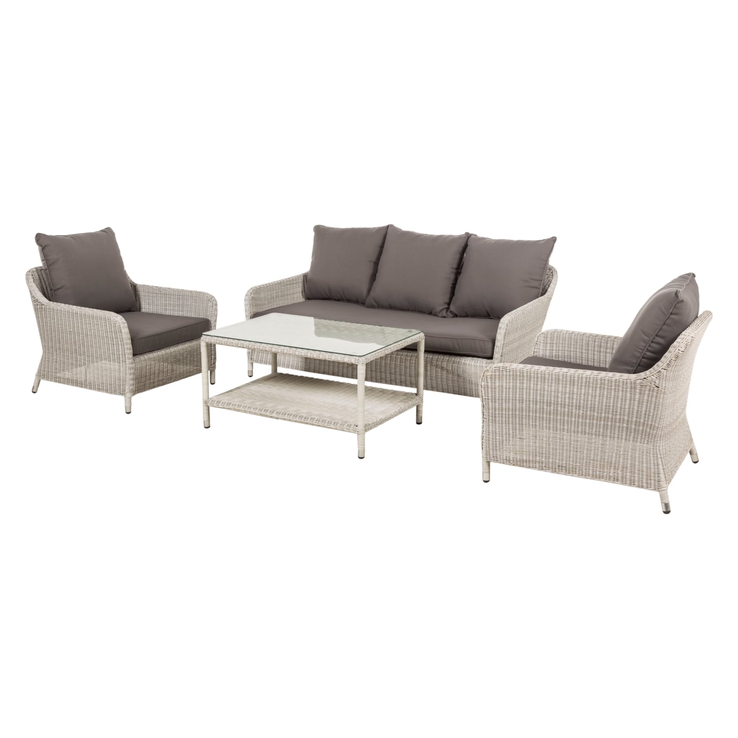 VIVA RATTAN OTURMA SETİ BEYAZ-GRI