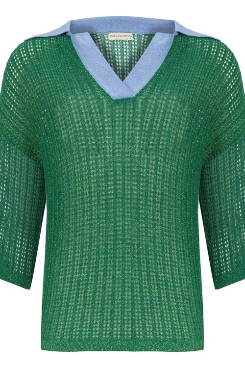  GÖMLEK YAKALI SİMLİ 3/4 KOL KAZAK