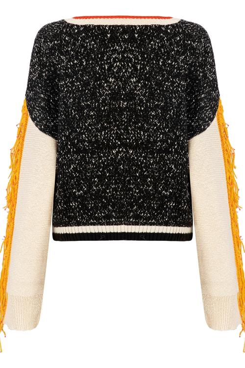  KOLLARI PÜSKÜLLÜ BİSİKLET YAKA TRİKO KAZAK