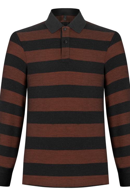  ÇİZGİLİ POLO YAKA UZUN KOL T-SHİRT