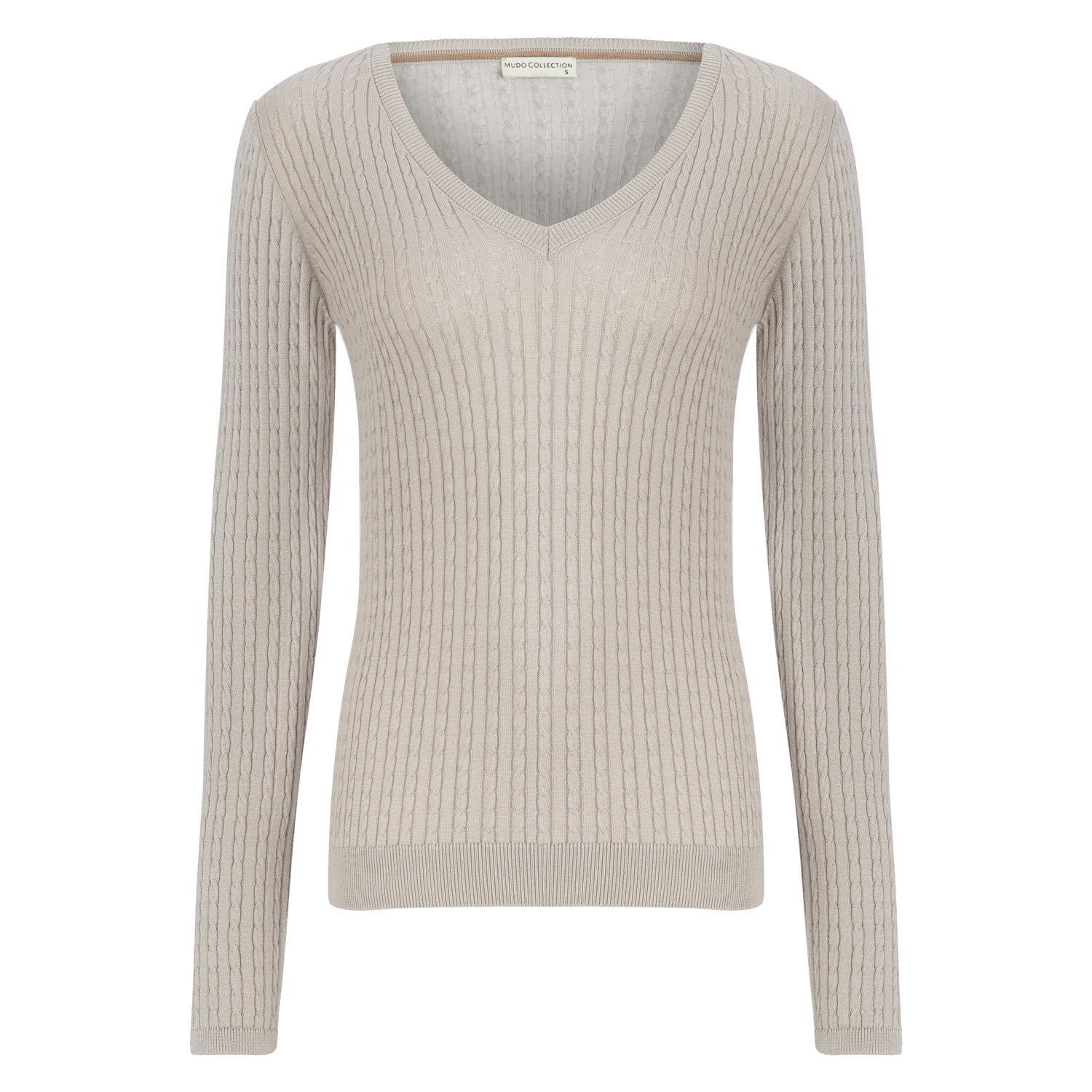 ÖRGÜ DESENLİ V YAKA KAZAK