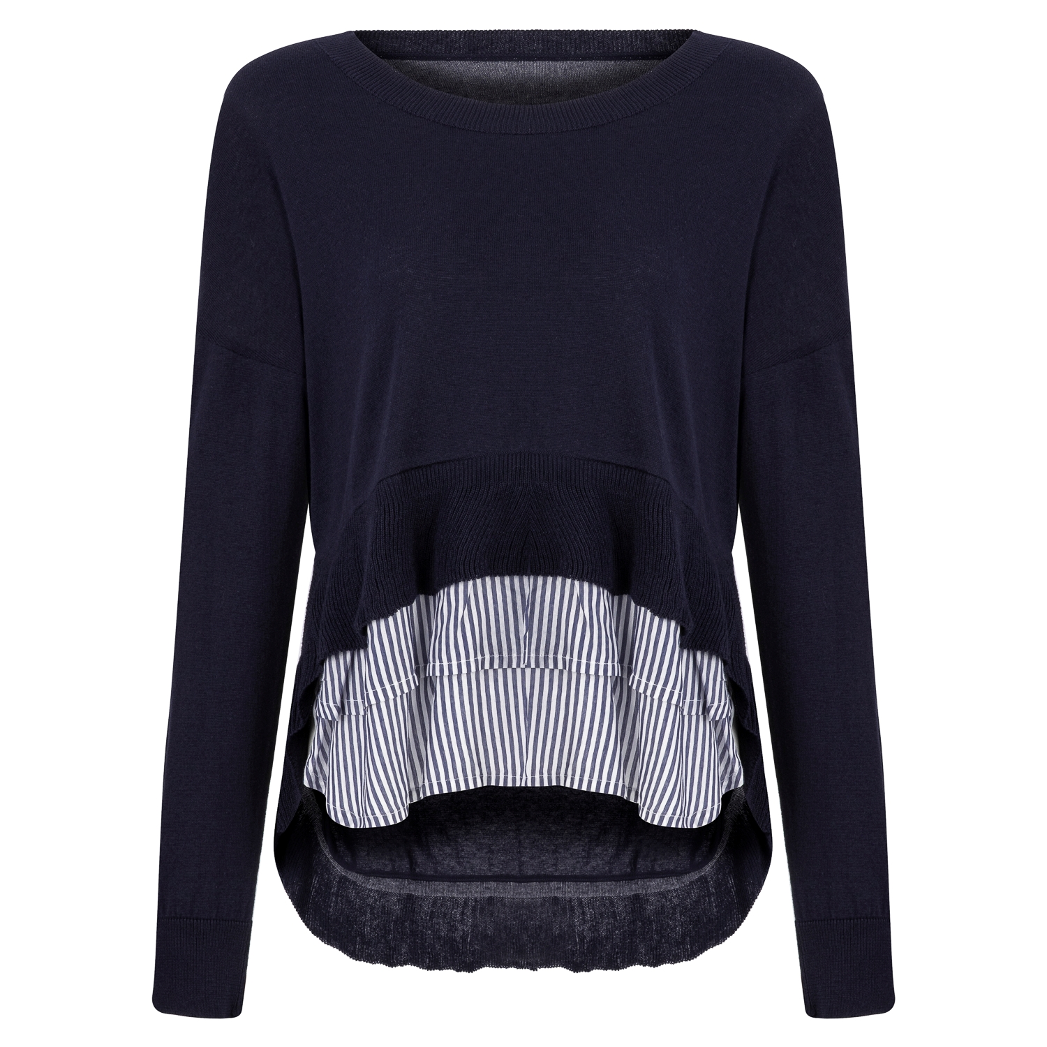 GÖMLEK DETAYLI BİSİKLET YAKA PAMUKLU KAZAK