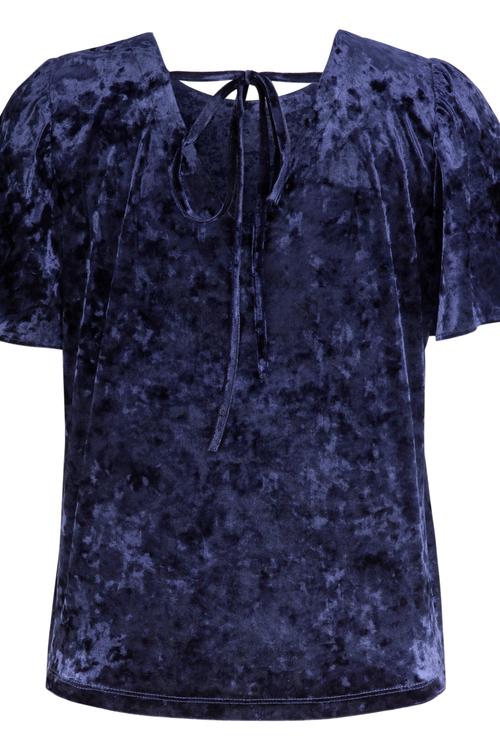  ARKASI BAĞLAMALI KADİFE BLUZ