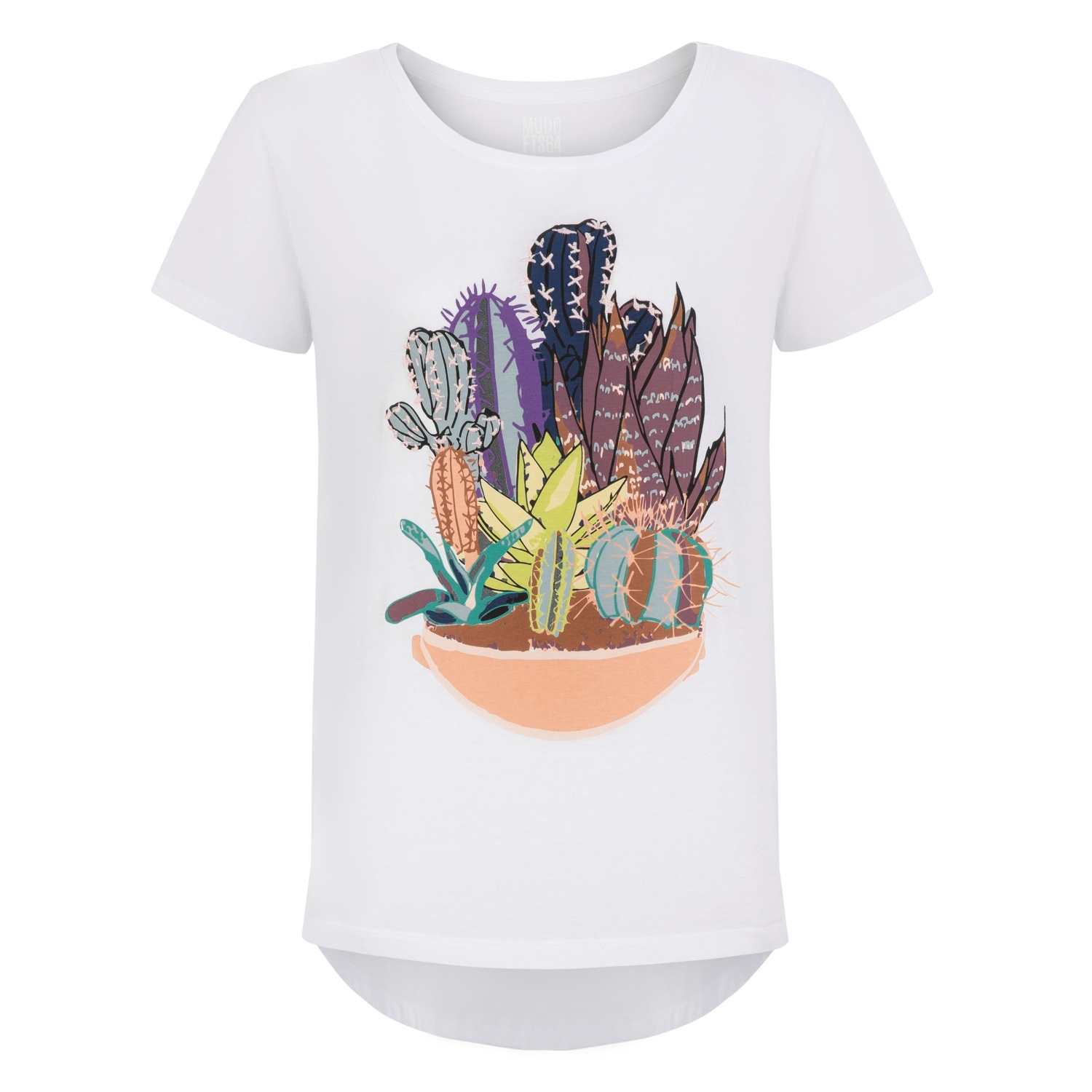 KAKTÜS BASKILI BİSİKLET YAKA KISA KOL T-SHİRT