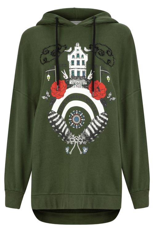  BASKILI KAPÜŞONLU ÖRME SWEATSHIRT