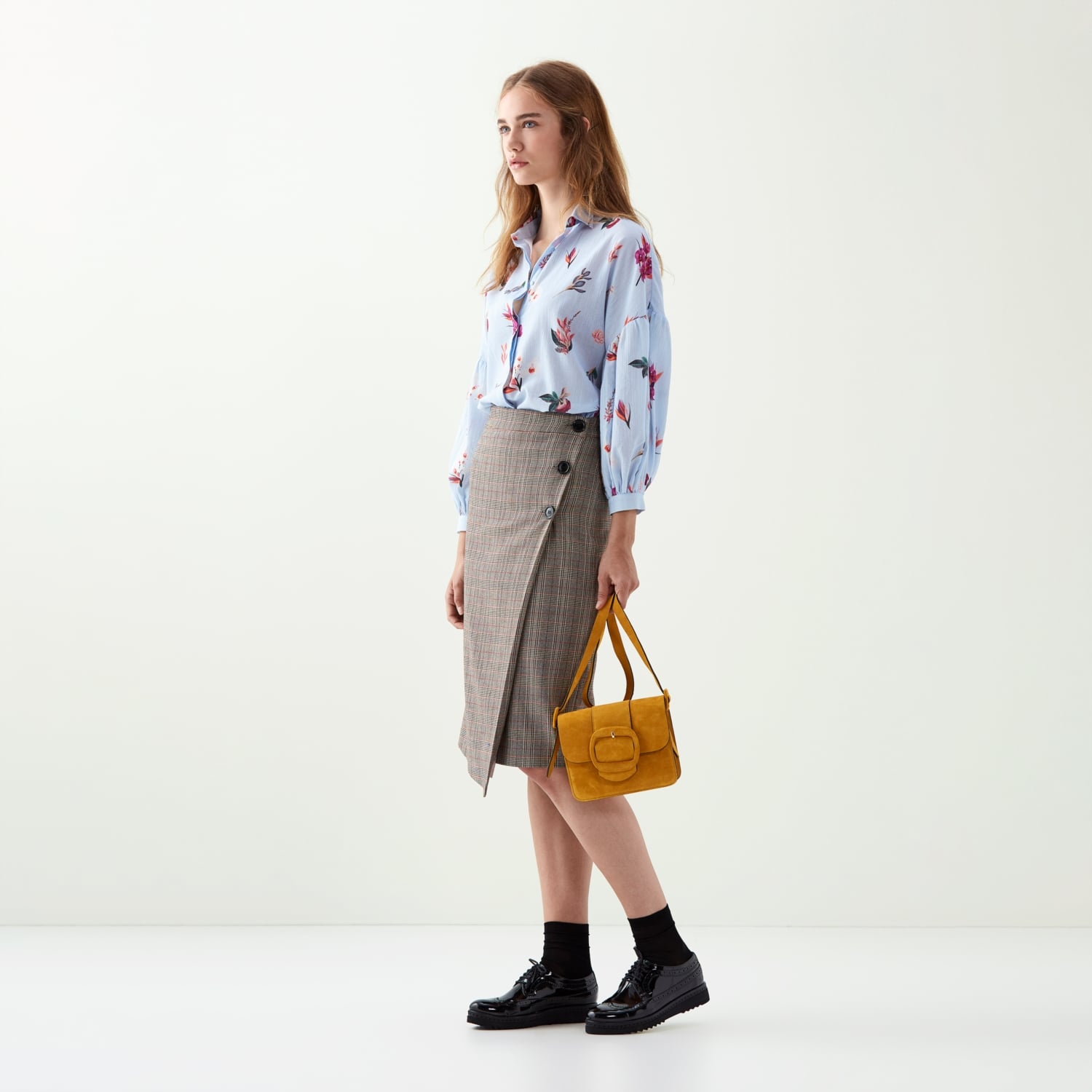 EKOSE DESENLİ MİDİ BOY PAMUKLU ETEK