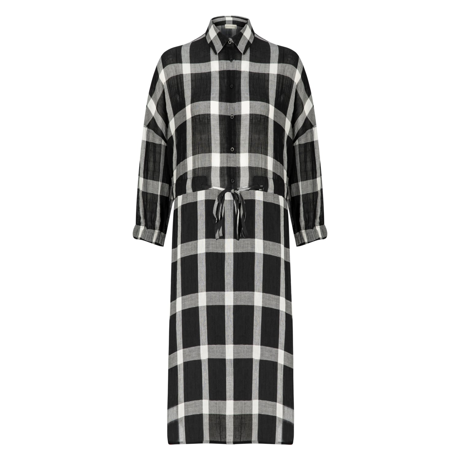 EKOSE DESENLİ MİDİ BOY GÖMLEK ELBİSE