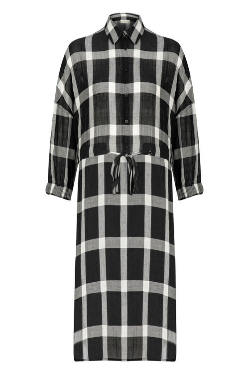  EKOSE DESENLİ MİDİ BOY GÖMLEK ELBİSE