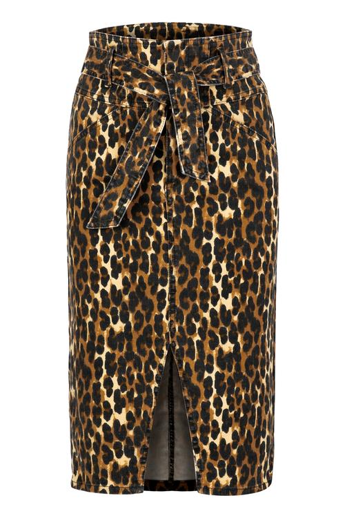  LEOPAR DESENLİ YIRTMAÇLI KALEM ETEK